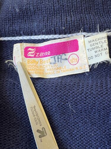 VTG Y2K Zarye Billy Best Cardigan Sweater Boys Youth XL Blue Preppy Grunge 90s - Picture 3 of 6