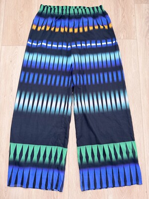 Marina Rinaldi NWT Made in Italy Geometric Palazzo Pants Sz 16 Wide Leg Comfort