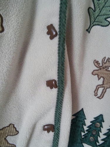 Maglione Brutto Natale Cardigan Crema Pile Alce Orso Alce Pigne Taglia M - Foto 2 di 4