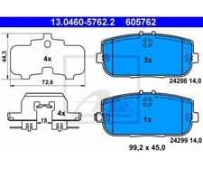 Brake pad set, disc brake ATE 13.0460-5762.2 for Mazda