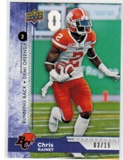 2018 Upper Deck CFL Football Purple Parallel 127 Chris Rainey BC Lions 3/15