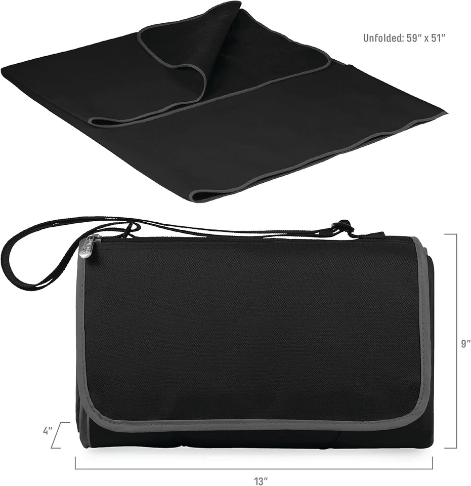 Picnic Time 59" x 51" Outdoor Water Resistant Blanket Tote - Black with Gray NWT - Image 4 of 4