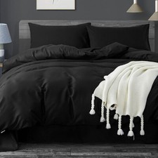 Hotel Quality Bedding Sheet Sets/Fitted Egyptian Cotton Black Solid US-Twin/Full