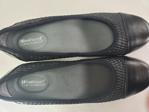 Footsmart Slip On Elasticizzato "Kimberly" Stile Piatto Donna Nero 7 M Zeppa Bassa - Foto 3 di 9