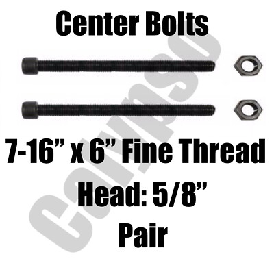 Leaf Spring Center Bolt - 7/16 x 6 (PAIR) Fine Threaded Leaf Bolts with Nuts