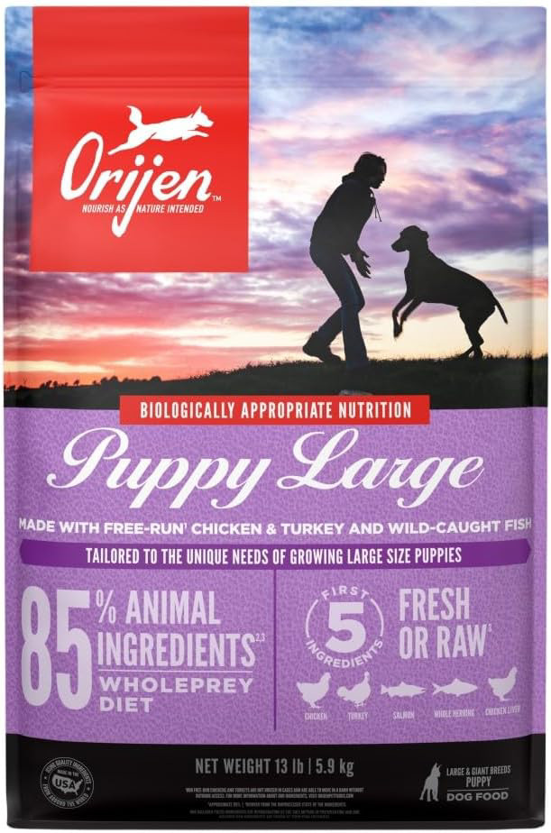 ORIJEN Puppy Large Grain Free Dry Dog Food, 13lb Fresh Ingredients