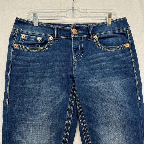 Seven 7 Crop Denim Capris Women's Size 8 - Medium Wash Stretch Denim Mid Rise - Picture 2 of 11