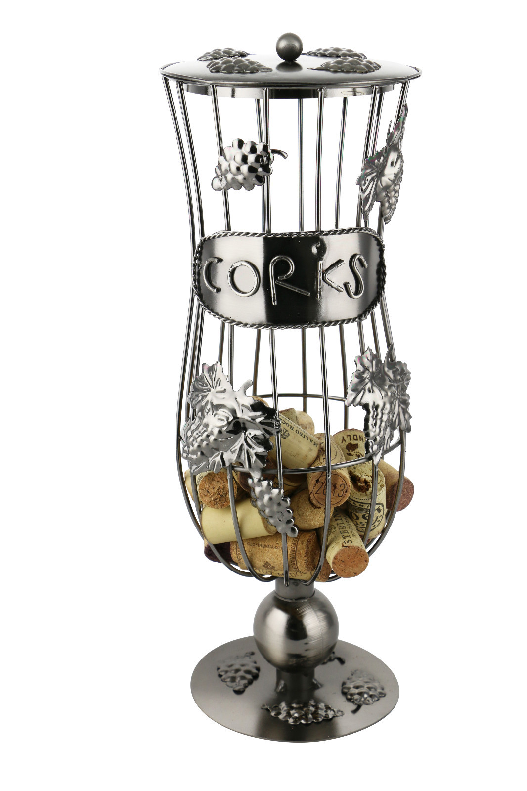 Metal Wine Cork Holder with Grapevine Design
