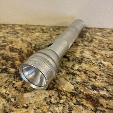 Mag-Lite Flashlight 2D Cell Silver 10" Made In USA Needs New Bulb