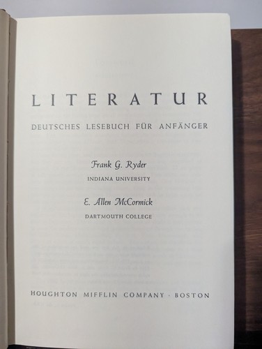 Literatur: Deutsches Lesebuch Fur Anfanger; F. Ryder - vintage/VG/HC - Imagen 3 de 5