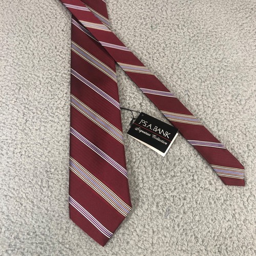 Jos. A. Bank Signature Collection 59" Necktie Silk Red Multicolor Striped NWT - Picture 2 of 6