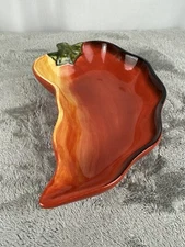 Vintage Clay Art Figural Chili Pepper Salsa Condiment Serving Dish G5