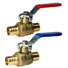 10 Pcs XFITTING 3/4" Pex Ball Valve, Hot and Cold, Lead Free Brass, Full Port
