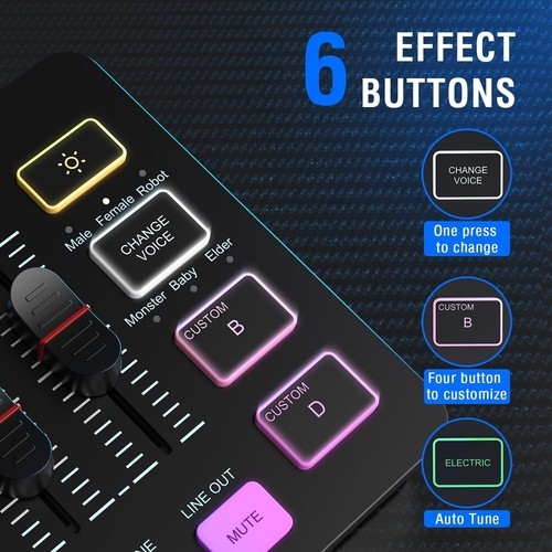 Mesmerizing RGB Gaming PC Audio Mixer - Stunning Versatile Streaming DJ Mixer - Picture 7 of 9