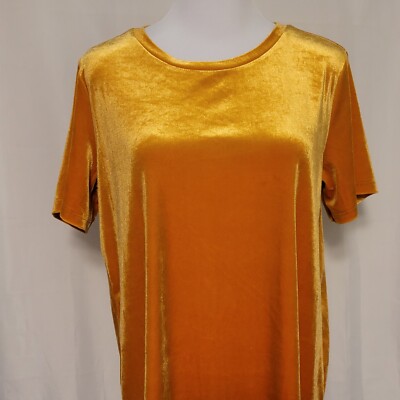 old navy tobacco leaf Wmn's Short Sleeve Velvet Tee Pullover Gold Size M Stretch This exact reproduction requires twenty players navy cut tobacco tin