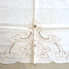 Battenburg Lace Embroidered Curtain Valance 20" x 60" Beige Cotton Vintage 90s