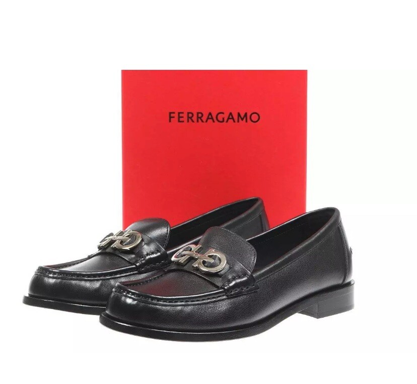 НОВЫЕ ЧЕРНЫЕ КОЖАНЫЕ МОКАСИНЫ SALVATORE FERRAGAMO OFELIA ОТ GANCINI Sz 8C 106990₽