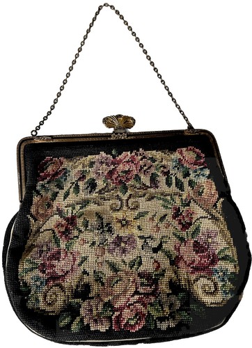 Vintage Floral Tapestry Needlepoint Purse