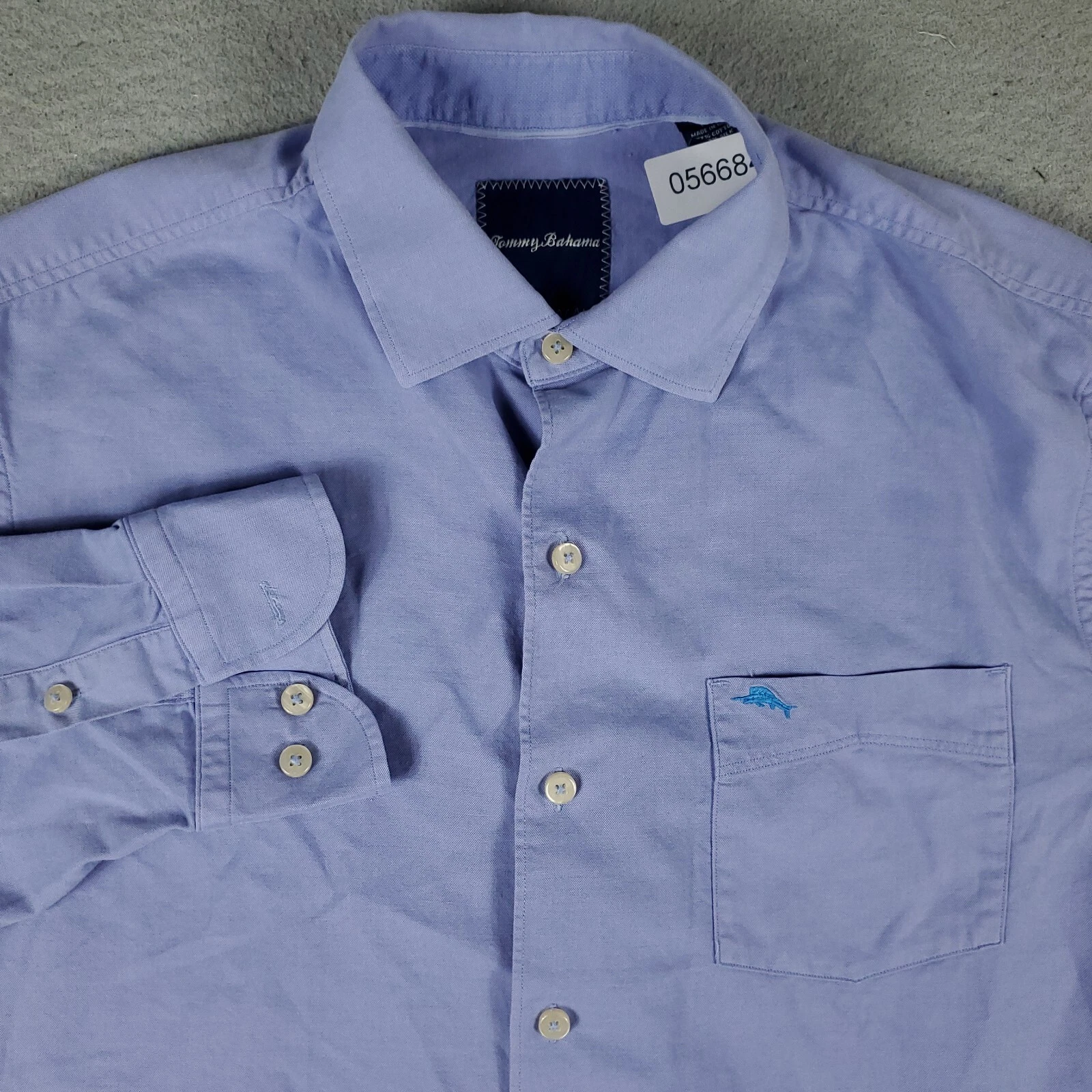 Tommy Bahama Shirt Mens Size Medium Blue Cotton Casual Button Up Long Sleeve