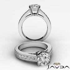 Channel Set Round Diamond Engagement Anniversary Ring GIA Certified H VS2 1.5 Ct