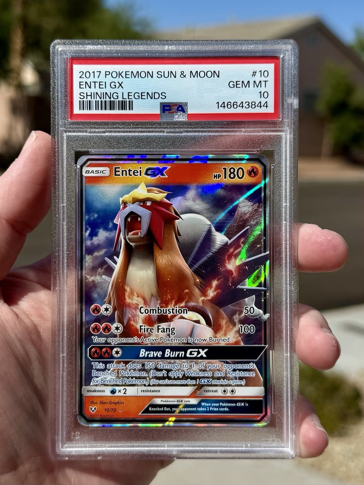 Pokemon Entei GX 10/73 Shining Legends Ultra Rare Holo 2017 PSA 10