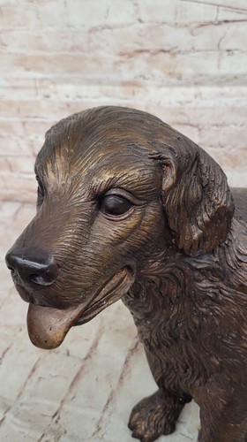 JUNGE RETRIEVER HUND BRONZE SKULPTUR SEHR GROSS HEISSGUSS HINTERHOF FIGUR VERKAUF - Bild 8 von 10