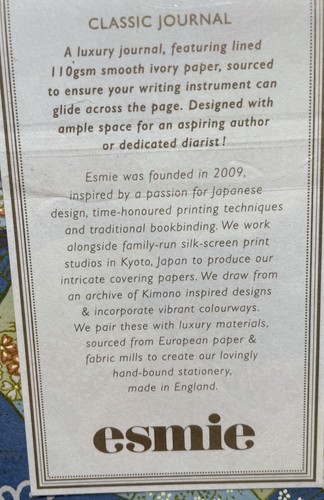 Esmie Luxus Journal liniert 110 g/m² Elfenbein Papier Siebdruck Japan Druck Brandneu - Bild 4 von 9