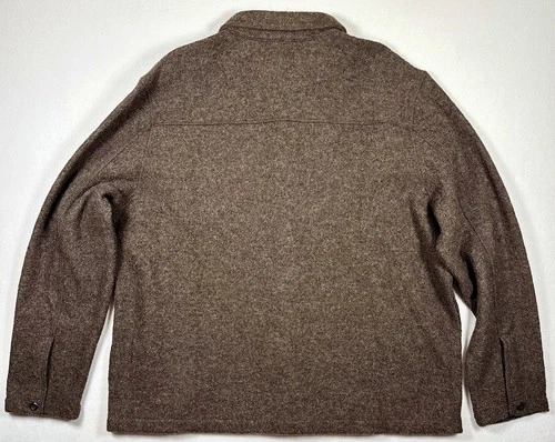 Banana Republic Men’s Boucle Shirt Jacket Brown Heather Wool Blend Button XXL image 2