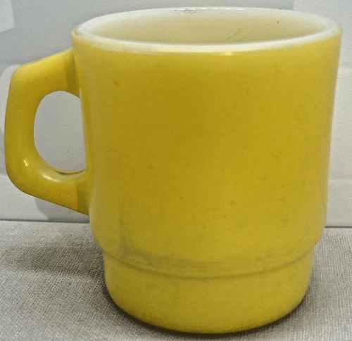 Vintage Anchor Hocking Fire King Orange/ Yellow Glass Coffee Mug Cup Drink
