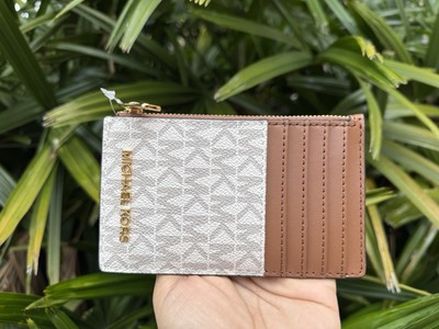 MICHAEL KORS JET SET TRAVEL CARD CASE WALLET MK VANILLA/BROWN | eBay