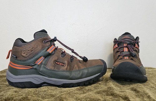 Keen Big Kinder Targhee braun grün Leder wasserdicht Wandern Wanderschuhe, Gr. 6