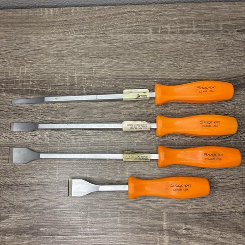 SNAP ON CSA10A, 9A, 12A, 8A. 4 PIECE GASKET SCRAPER SET ORANGE LIGHTLY USED
