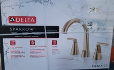 Delta Sparrow Two Handle Widespread Champagne Bronze Bathroom Faucet