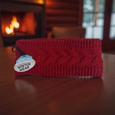 Womans Winter Wear Thick Knit Headband With Lining - Red NWT