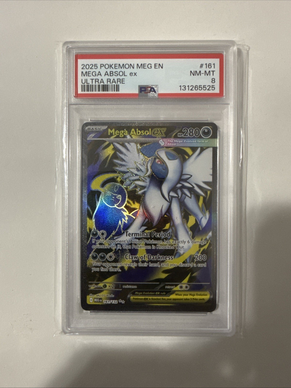 2025 POKEMON MEG EN-MEGA EVOLUTION ULTRA RARE #161 MEGA ABSOL EX PSA 8