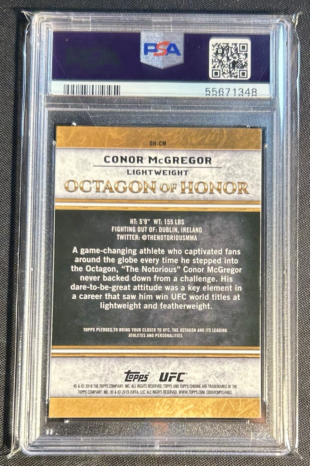 2019 Topps Chrome UFC Octagon of Honor Conor McGregor PSA 10 Notorious #OHCM view 2
