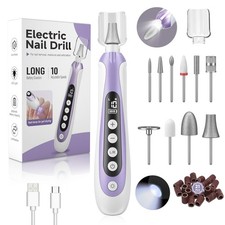 Nail Drill, Electric File, 10-Speed Cordless Manicure Kit, Purple
