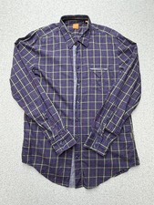 Boss Orange Shirt Mens XL Blue Plaid Long Sleeve Button Front Cotton Casual