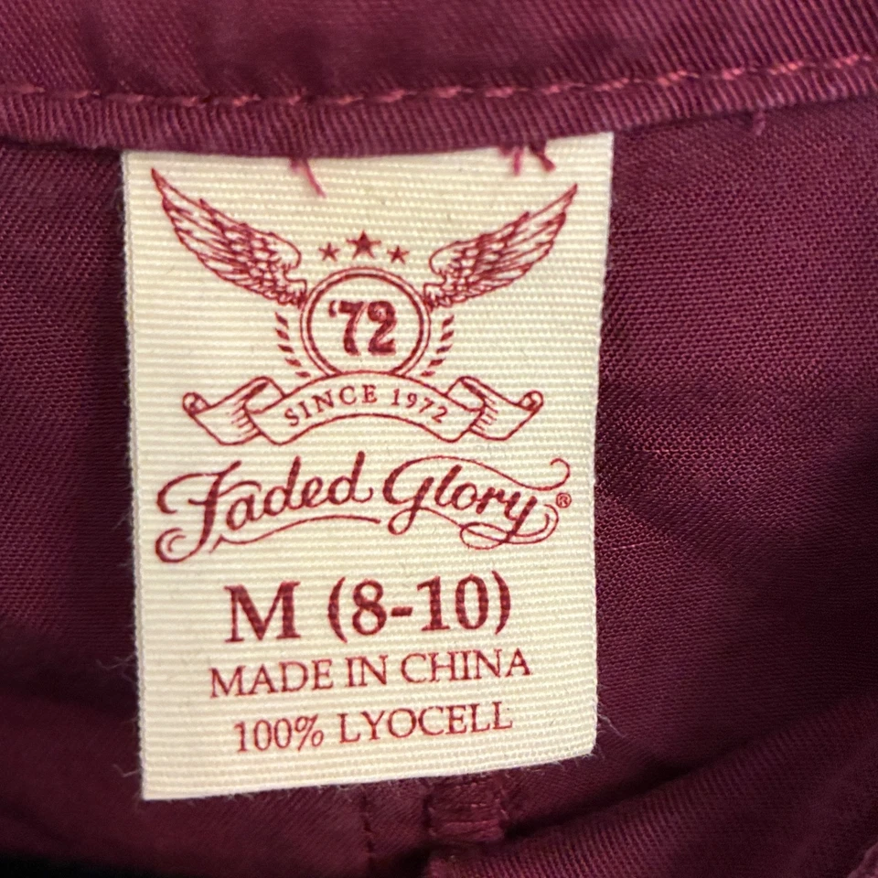 Chaqueta utilitaria para mujer M 8-10 Borgoña Gorpcore Camping Bolsillos con cordón a presión Foto 3 de 4