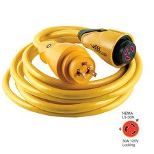 Marinco CS30-50 EEL 30A 125V Shore Power Cordset - 50' - Yellow CS30-50 UPC 0...