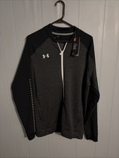 Men s Under Armour Black Zip Up Hooded Jacket Size L Coldgear Storm NWT