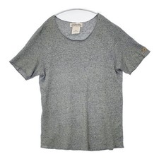 REMI RELIEF Dyed linen, size L, short sleeves Sweater knit Blue-gray 6-0507S  