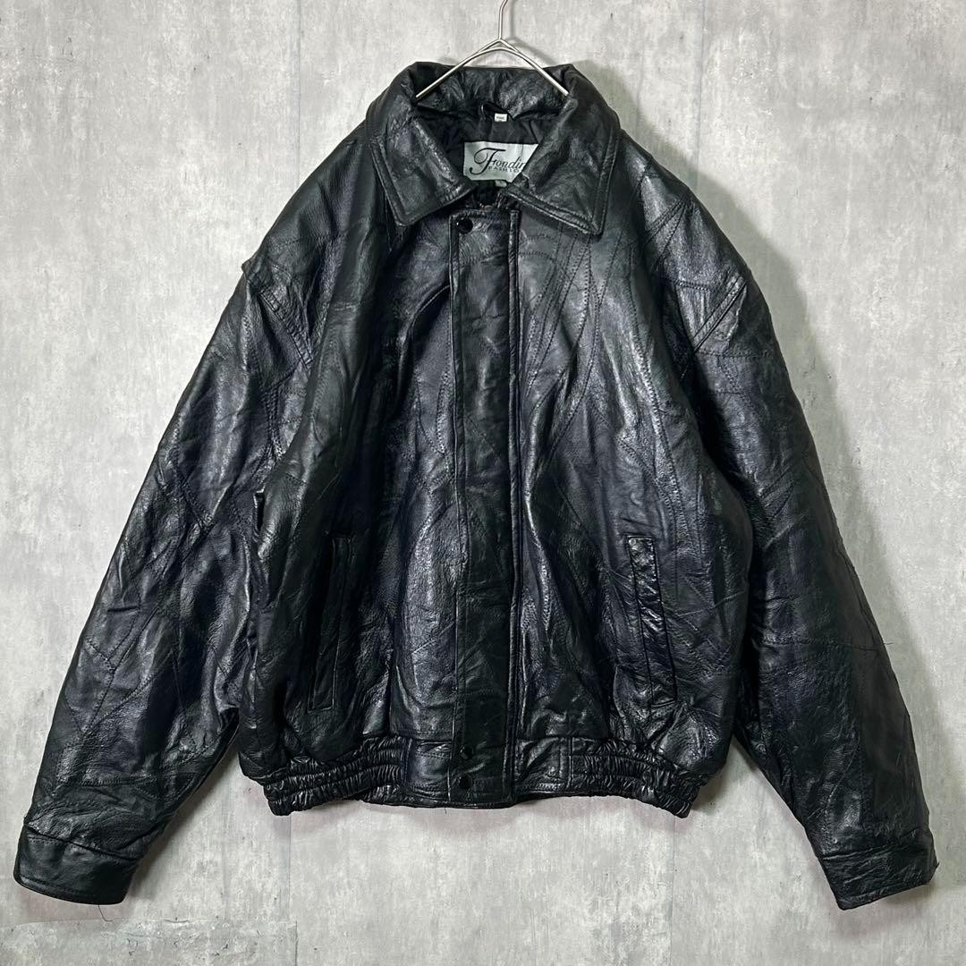 L Size Leather Jacket Grunge Patchwork Stitch Des… - image 10