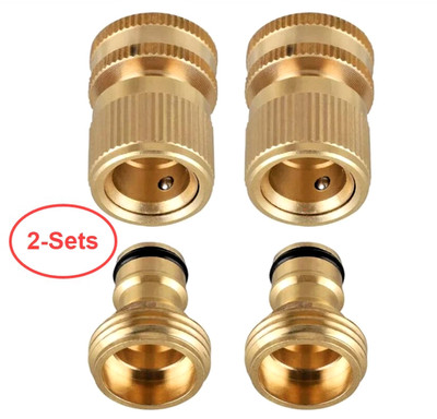 2 -Sets  3/4'' Brass Garden Hose Water Quick Connect Set- No Leak