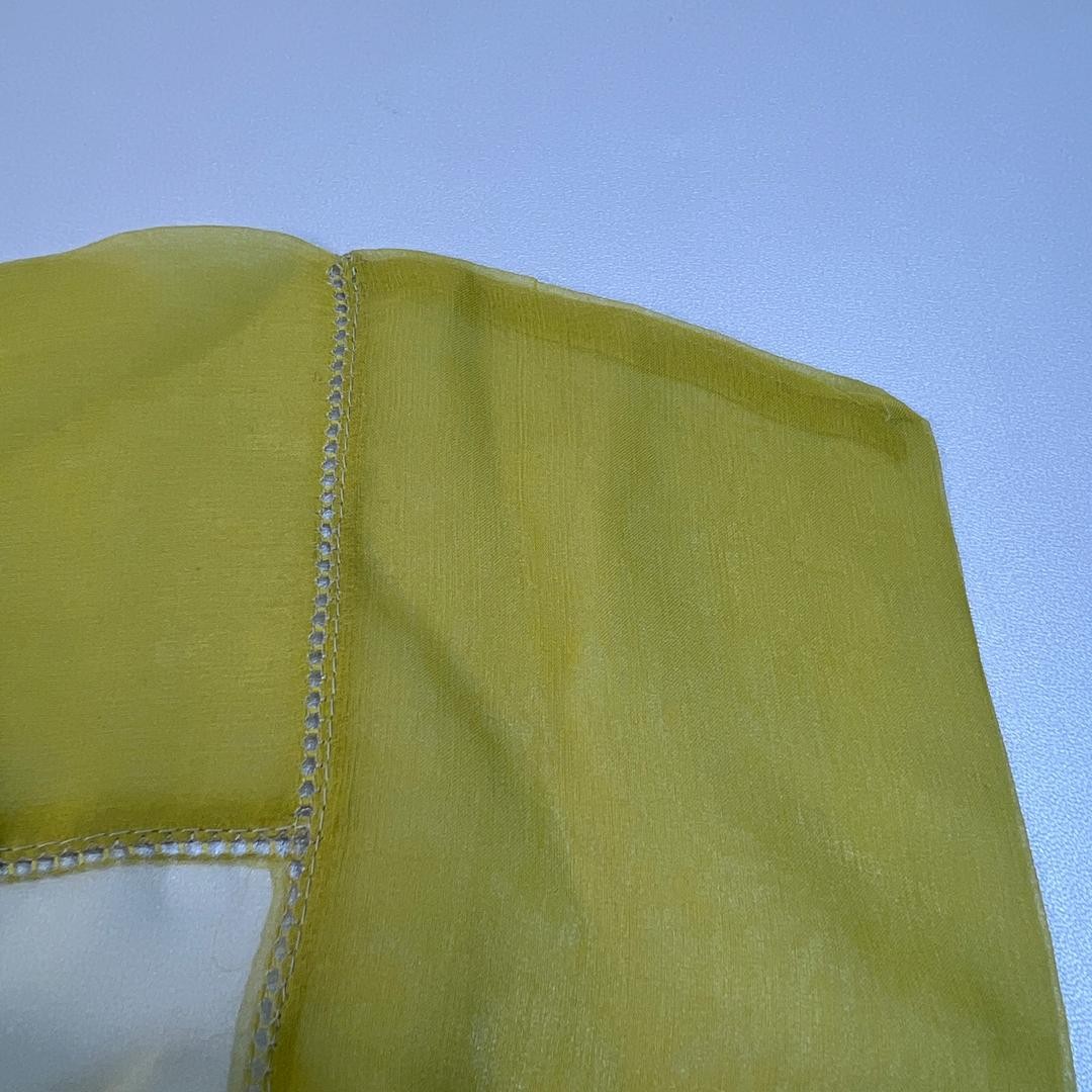 Auth CHANEL Silk Scarf Coco Mark Women's Yellow Silk Vintage Genuine thumbnail 9