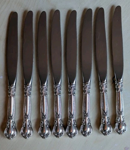 (8) Eight Gorham Chantilly Sterling Silver Place Size Knifes 92.5% Fineness