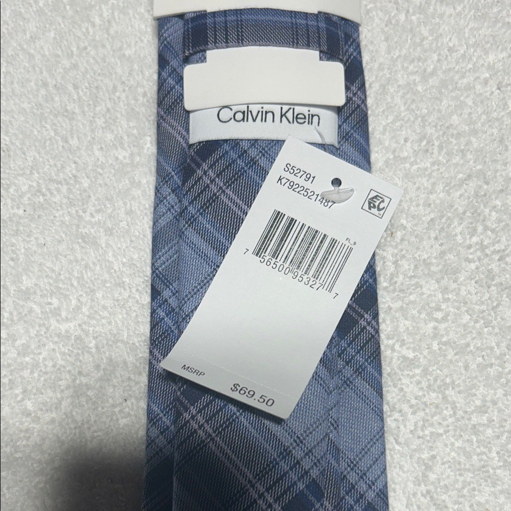 Calvin Klein Classic Blue Plaid Men's Tie NWT thumbnail 3