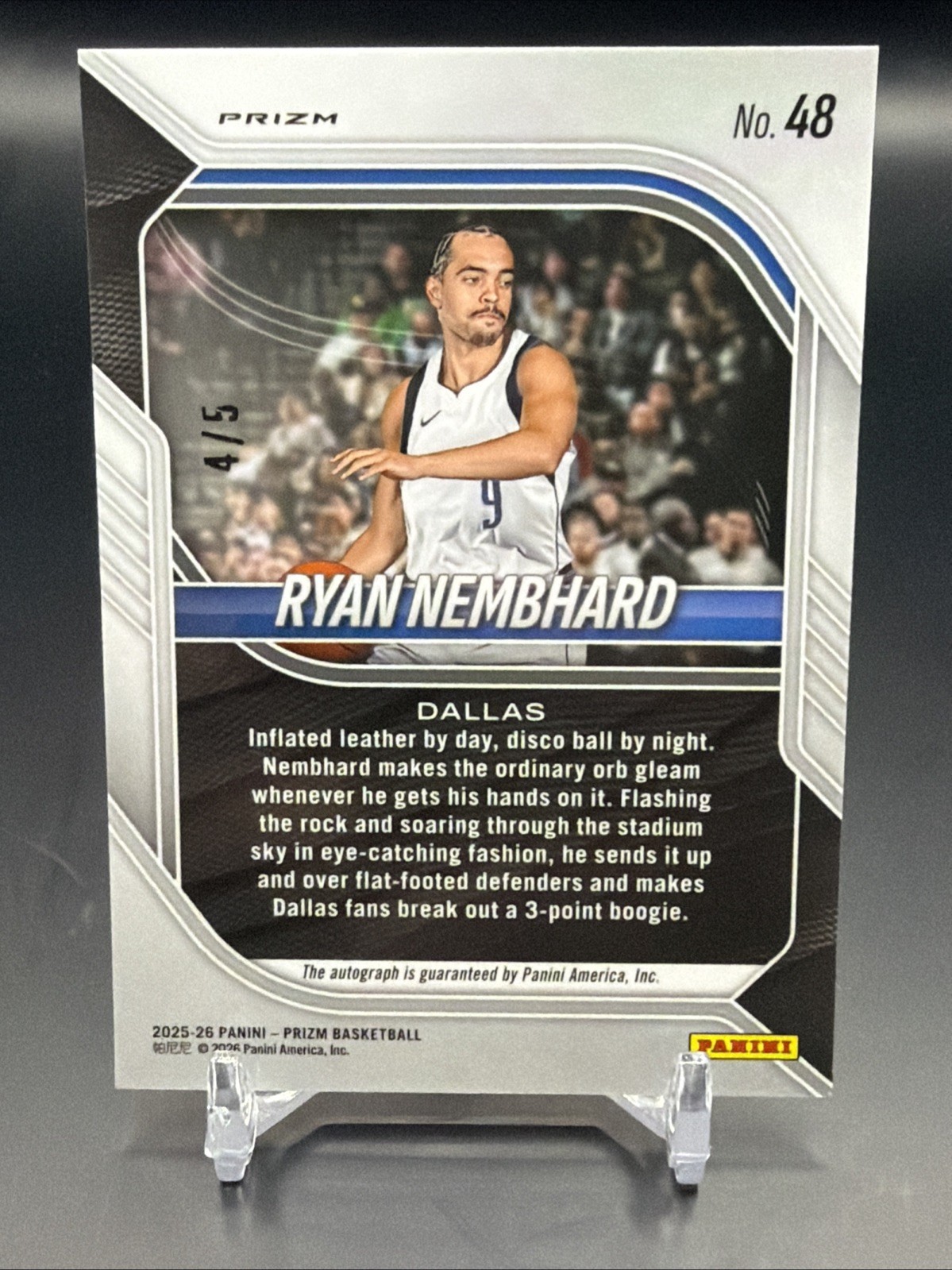 2025-2026 Prizm Basketball Ryan Nembhard Gold Vinyl Auto /5 RC FOTL view 2