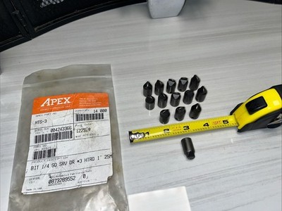14 QTY! BULK LOT- Apex Tool Group HTS-3 Socket Bit Dr 1/4  SQ SRV DR #3 HTRQ 1 