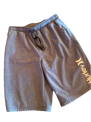 Hurley Swim Trunks Boys Sz Lg 18/20 Drawstring Elastic Waist Blue Surf Swimsuit